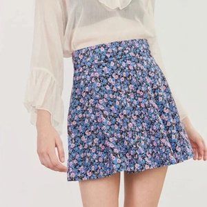 Black + Pastel Floral Mini Skirt